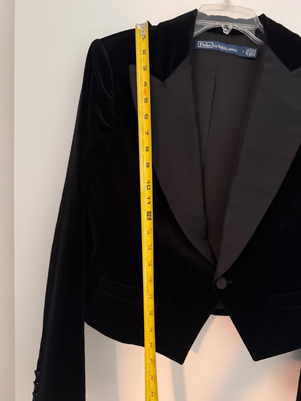 Polo Ralph Lauren Silk Lapel Velvet Cropped Blazer Size 6 - Picture 11 of 12